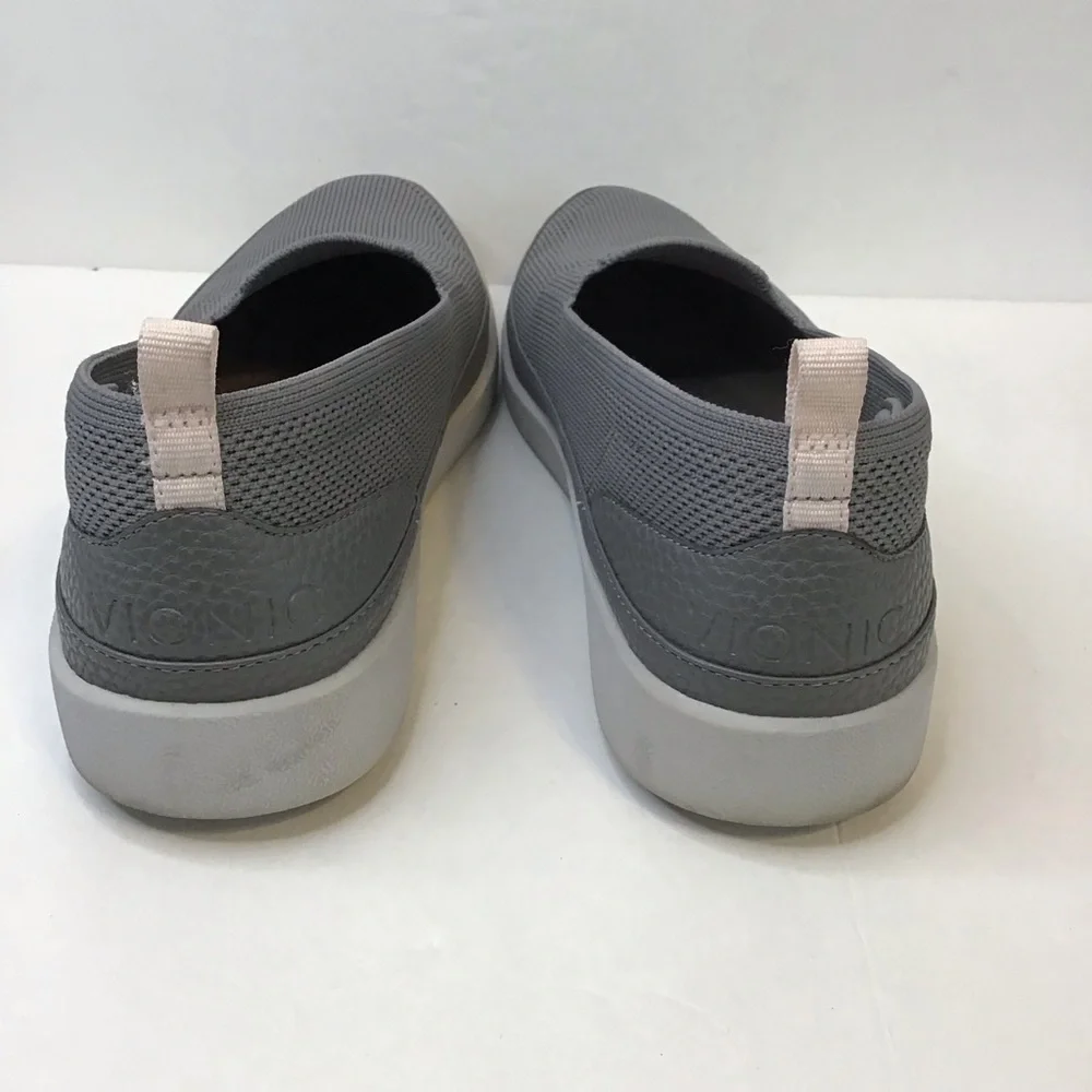 VIONIC Women's Gray Essence Sidney Knit Platform Slip-On Shoes Sneakers 8